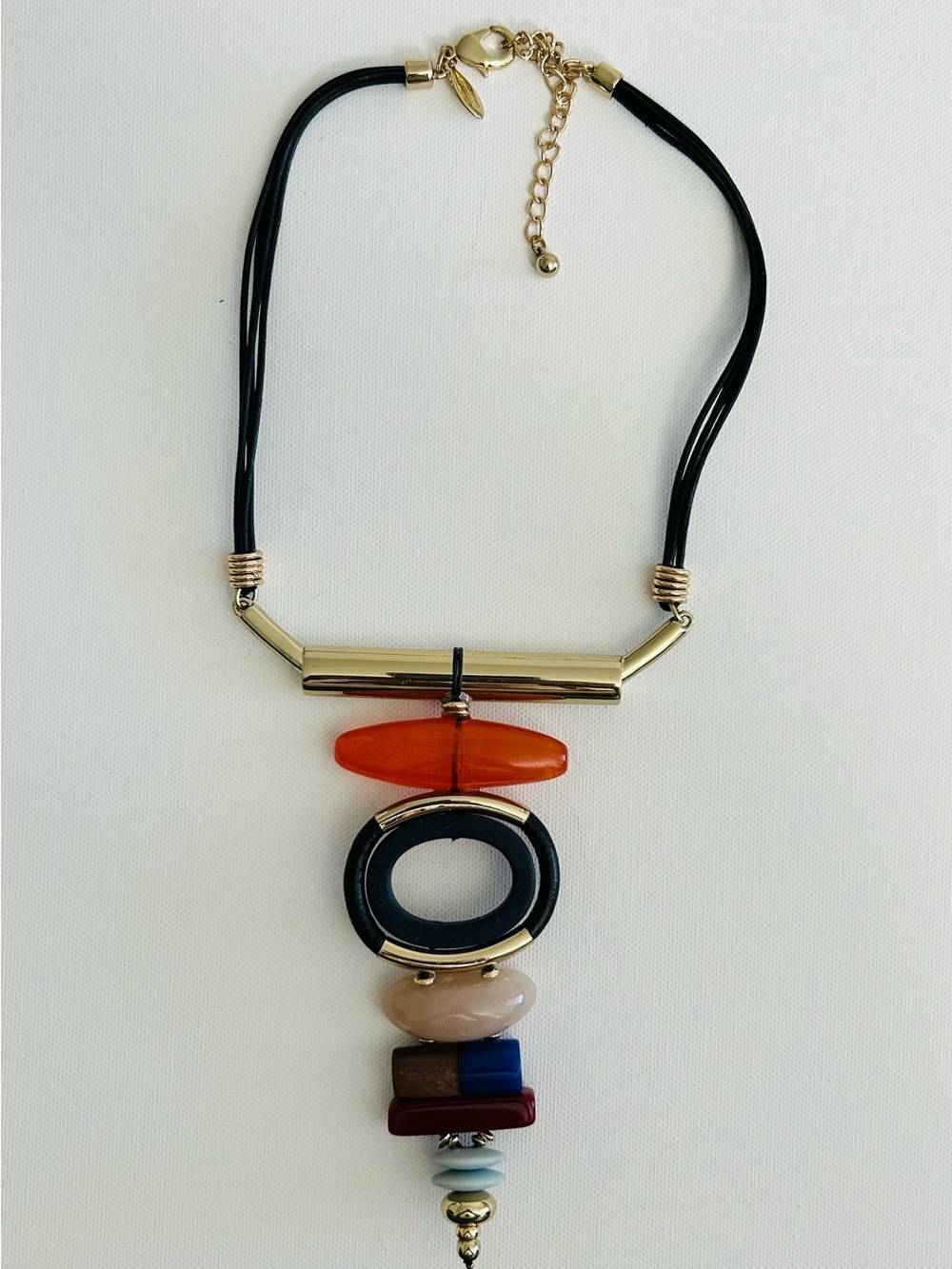 Chico’s Statement Multicolor Pendant Necklace - Black & Orange Accent